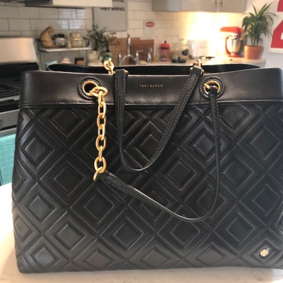 Tory burch top fleming chevron tote